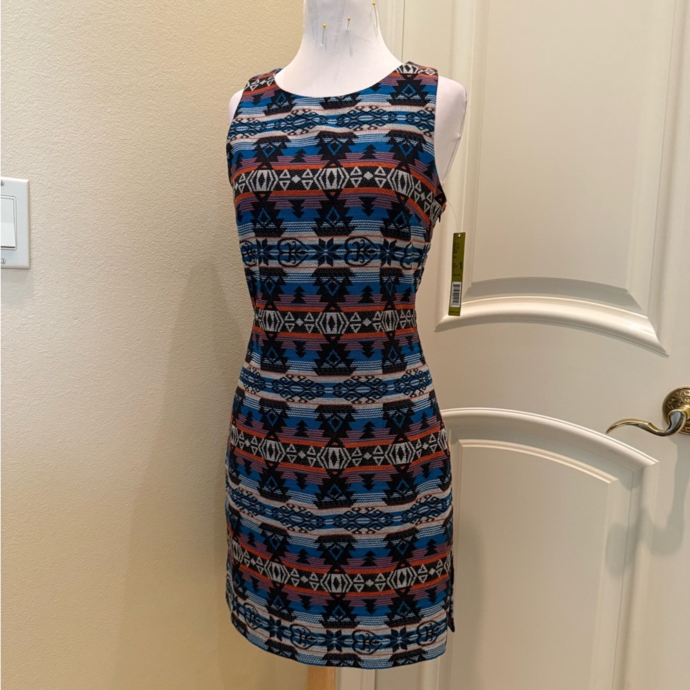 Gianni Bini Multicolor Sleeveless woven tribal pattern Dress